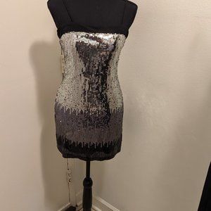 Charlotte Russe Sequin Dress (Black & Silver) with Back Zipper